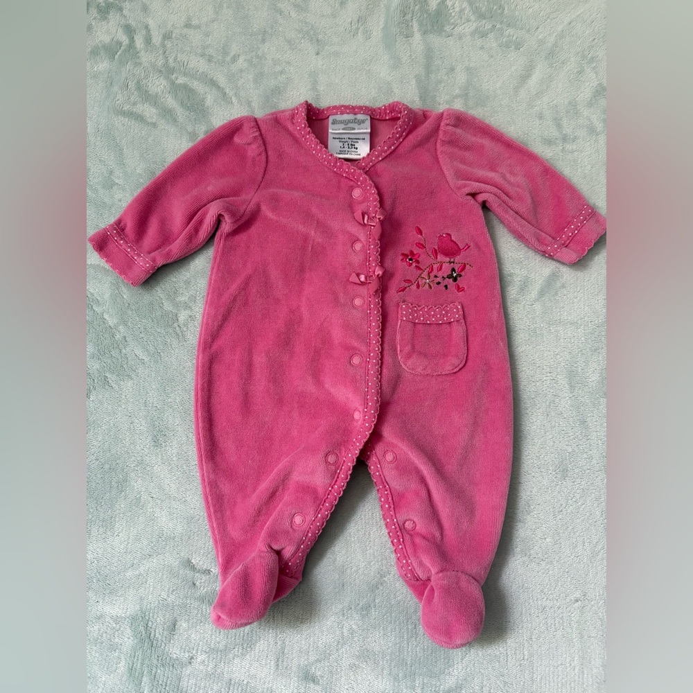 Vintage Snugabye Pink Cozy Footie One Piece